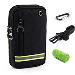 Waist Pack Zipper Waterproof Belt Sports Travel Cell Phone Pouch Men and Women Crossbody Shoulder Nylon Small Messenger Bag Handbag Purse with Carabiner Hook for Phones Money Passport Mobile Wallet