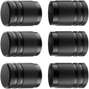 Tire Valve Stem Caps - (6 pcs), Tire Caps, Tire Valve Caps,Metal Valve Stem Caps, Valve Stem Cap,Universal Fit for Car/Motorcycles/Bikes/Trucks, Anti-Corrosion (Black)