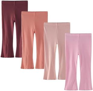 WATOCHE Baby Toddler Girl Flare Pants 4 Pack Girls Ribbed Cotton Leggings