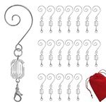 Christmas Ornament Hooks - Clear Acrylic Silver Wire Ornament Hooks - Pack of 20 - Decorative