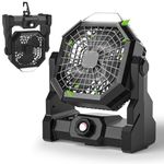 Camping Fan 30000mAh Strong Power Fan 270° Oscillating Rechargeable Fan Battery Operated 4-in-1 Tent Fan Desk/Hanging Light Portable Camping Fan for Tent, 3-Level LED Lantern for Outdoor RV(Black)