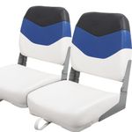 Seamander Low/High Back Boat Seat,Folding Fishing Boat Seat 2 Packs (White/Pacific Blue&Dark Grey)