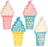 Glooglitter 4 Pcs Ice Cream Party Decorations Ice Cream Night Light Ice Cream LED Atmosphere Light Wooden Ice Cream Wall Light Ice Cream Lamp Romantic Ice Cream Party Decor Battery Operated