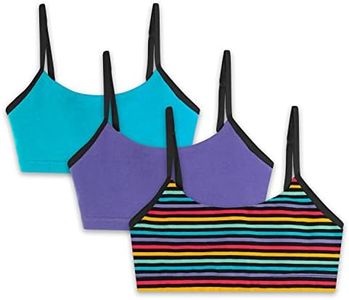 Mightly Girls' Bralette | Organic Cotton, Cami Crop Training Bra w/Adjustable Straps, Dance&Sport Set for Kids & Teens,3-Pack, Jewel Stripe, 12