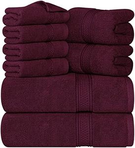 Utopia Towels 8-Piece Premium Towel Set, 2 Bath Towels, 2 Hand Towels, and 4 Wash Cloths, 600 GSM 100% Ring Spun Cotton Highly Absorbent Towels for Bathroom, Gym, Hotel, and Spa (Burgundy)