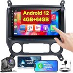 4G+64G Car Radio Stereo for Chevrolet Silverado & GMC Sierra 2014-2018, Wireless Carplay&Android Auto with Android 12 Support Bluetooth/Voice Control/GPS/WiFi/Back-up Camera/SWC/FM, 10.2" Car Radio