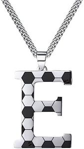 WIGERLON Soccer Initial Necklace,Soccer Gifts Stainless Steel Soccer Letter Pendant for Men and Women, Stainless Steel, No Gemstone