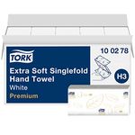 Tork Extra Soft Singlefold Hand Towels White H3, Premium, Embossed, 15 x 200 Sheets, 100278