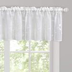 MIULEE Short Kitchen Valance for Small Window Semi Sheer Embroidered Cafe Dining Room Bathroom Panel 1 Piece W 60 x L 18 White