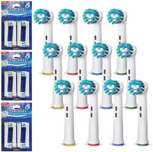 Replacement Toothbrush Heads Compatible with Oral-B Braun 12 Pcs Professional Electric Toothbrush Heads Brush Heads Replacement for Heads Refill Pro 500/1000/1500/3000/3757/5000/7000/7500/8000