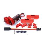 RCAWD Upgraded Carbon Brush 32T(Turn) 180size Brushed Motor,Center Gear Housing Transmission Assembled Set for Axial 1-24 Scx24 Deadbolt Chevrolet Wrangler Gladiator Bronco Crawlers Upgrade Parts Red