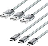 Rankie Micro USB Cable High Speed Data and Charging, Nylon Braided, 3 Feet, 3-Pack