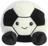 Aurora World Aurora 33869 Palm Pals Striker Football, 13 cm, Plush Toy, Black & White, White and Black