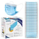 QUARANT Meltblown Fabric 3 Ply Disposable Face Mask with Nose Clip (Blue, Pack of 100) for Unisex