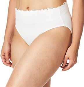 Bali Women's Hi-Cut Panties, High-Waisted Smoothing Panty, High-Cut Brief Underwear for Women, Comfortable Underpants, White, Large
