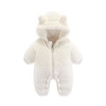 Newborn Infant Baby Boys Girls Snowsuit Winter Coat Bear Warm Fleece Hooded Thick Romper Jumpsuit Outfits Short Sleeve Bodysuits (Beige #2, 0-3 Months)