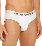 Emporio Armani Men's Cotton Stetch Brief, White, Small