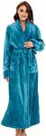 LOCIIXAT Ladies Cosy Bathrobe Fluffy Fleece Dressing Gown Plush Housecoat for Women Perfect Loungewear Long Robe, Turquoise, 8-12