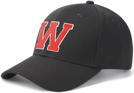 Classic Baseball Hat Custom A to Z Initial Team Letter, Black Cap White Red Letter W