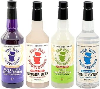 Top Hat Keto Sugar Free Mixology Combo Kit - Ginger Syrup, Tonic Syrup, Margarita Mix & Butterfly Tea Tincture - Naturally Sweetened with Monk Fruit - Craft Mixers for Skinny Cocktail Drinks - 4 pack 32oz Bottles