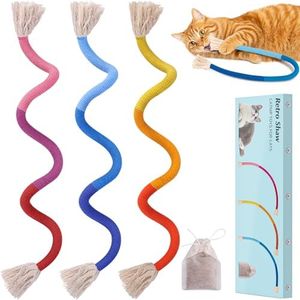 Retro Shaw Cat Toys Rope with Catnip,3Pcs Cat String Sisal Rope Toy Cat Chew Toys for Cats Kittens Teeth Cleaning and Dental Care,Interactive Cat Kicker Toy Kitten Toys for Bored Indoor Cats Kitty