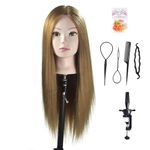 BLTYXT 26" - 28" Training Head Professional Cosmetology Mannequin Head Hairdresser Manikin Head with Synthetic Fiber Styling