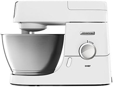 Kenwood Chef Stand Mixer for Baking - Stylish Food Mixer in White with K-beater, Dough Hook, Whisk and 4.6L Bowl, 1000W, KVC3100, White