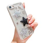 HJWKJUS Compatible with iPhone 6 Case,iPhone 6s Case for Women Girls,Cute Glitter 3D Stars Crystal Pearl Bling Clear Case Sparkle Sparkly Slim Soft TPU Protective Cover for iPhone 6/6s