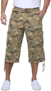 X RAY Men's Belted Long Cargo Shorts for Men, Below Knee Length Mens Cargo Shorts, 3/4 Pants (Big and Tall Shorts for Men) Desert CAMO 50
