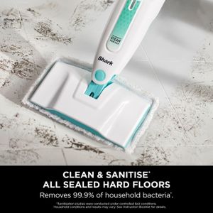 Shark Steam Mop – White/Green, Lightweight Floor Cleaner