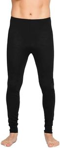 Brass Monkeys - 100% Merino Wool - Made in New Zealand - Mens Long Johns Thermal Pants V2, All Black, All Black, XL