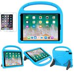 Suplik iPad Eva Rubber 9.7 2018/2017 / Air 1/2 / Pro 9.7 Case for Kids - SUPLIK Duable Shockproof Protective Handle Bumper Stand Cover with Screen Protector for iPad 9.7 inch 5th/6th Generation, Blue