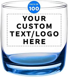 Custom Whiskey Glasses 10 oz Set of 100, Personalized Bulk Pack - Heavy Base Old Fashioned Glass, Perfect for Scotch, Bourbon, Whiskey, Cocktail - Blue