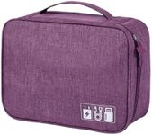 FAVORTALK Travel Pouch Electronics Organiser Storage Bags with Removable Bulkhead Extra Large 3-Layers Universal Tech Gadget Bag Fit for Charger Data Cable Headphone Mouse Hard Disk, Purple B21609