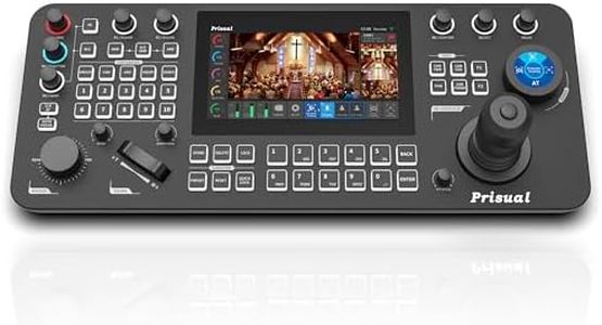 Prisual Pro AI Joy PTZ Camera Controller, Ergonomic Features Include 7" HD Color Touchscreen, AI Visual Knob & 4D Precision Joystick, PoE & HDMI Output, for Remote Production,Church Worship Education