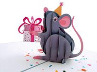 iGifts And Cards Cute Happy Mouse Birthday Pop Up Greeting Card - Awesome, Best Wishes, Congratulations, Celebration, Cumpleaños, Cool, Kid, Adult, Wow
