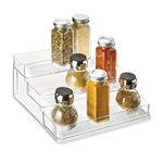 iDesign Linus Plastic Stadium Spice Racks, BPA-Free 3-Tiered Organizer for Kitchen, Pantry, Bathroom, Vanity, Office, Craft Room Storage Organization, 10.25" x 9.25" x 4", Clear