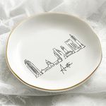 COLLECTIVE HOME - Skyline Jewelry Dish, Ceramic Trinket Dish, Landscape Jewelry Tray, Decorative City View Plate for Rings Earrings Necklaces Bracelet Watch Keys (Austin)