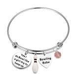 MAOFAED Bowling Ball Lover Gift Bowling Pin Charm Bracelet Bowling Coach Jewelry Bowling Gift for Bowling Players (bowling babe CA)