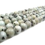 B2Beads Gemstone beads 8mm round, Verified and Packed in Canada, Natural Loose Stones, 45 beads/15” strand (Kiwi Sesame Jasper 2 strands-90 beads)