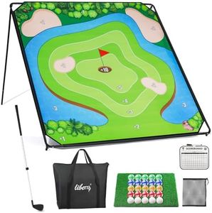 Liberry Golf Chipping Game with Large Chipping Mat, 2 Upgraded Adjustable Golf Clubs, 25 Sticky Balls, Outdoor Indoor Sports Toy Gift for Adults Kids, Family Yard Target Game