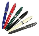 Jinhao 992 Fountain Pen Set, Student 6 Color Pen Set, Silver Clip, Solid Colors(Black, Blue, Green, Grey, Red, White)