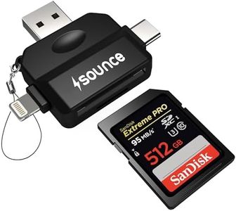 Sounce 5 in 1 SD TF Card Reader Type C USB 3.0 and Lighting Ports Memory Card Reader OTG Adapter Compatible with SDHC SDXC MMC RS-MMC and Micro SDXC for iPhone & Android Phone - Black
