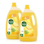 Dettol Surface Cleaner, Citrus, 2x4L, Multi Purpose Cleaner, Floor Cleaning Liquid, Kitchen Cleaner, Grease Cleaner, Sink Cleaner, Powerful Cleaning, Antibacterial, Disinfectant, Household Cleaners