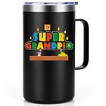 Lifecapido Grandpa Gifts, Super Grandpio Insulated Coffee Mug, Grandpa Fathers Day Gift, Cool Grandpa Birthday Gifts Christmas Gifts Grandpa for Grandpa Grandfather, Grandpa Mug, 20oz, Black