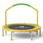 CLORIS 38'' Foldable Fitness Trampoline - Max Load 220lb, Rebounder with Adjustable Foam Handle Indoor/Outdoor Fitness Body Exercise (Yellow)