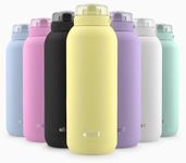 Ello Cooper 40oz Stainless Steel Water Bottle with Straw and Carry Handle, Double Walled and Vacuum Insulated Metal, Leak Proof Locking Lid with Soft Silicone Spout, Reusbale, BPA Free, Lemonade