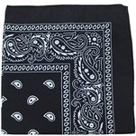 Mechaly Paisley Polyester Unisex Bandanas - 12 Pack - Dozen Wholesale (Black)