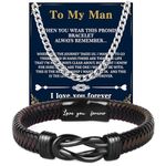 Merclix To My Man Bracelet And Necklace Gifts for Boyfriends Birthday Husband Gifts from Wife Christmas Anniversary Valentines Gifts for Him I Love You Gifts for Him Gifts for Men Who Have Everything