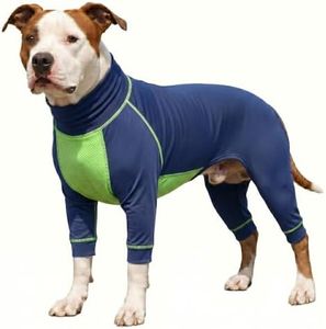LovinPet UPF 50+ Dog Sun Protection Shirt, High Neck UV Outfit with Quick-Dry Breathable Belly Vent, Summer Full Body Coverage for Large Dogs, Navy Green, XL